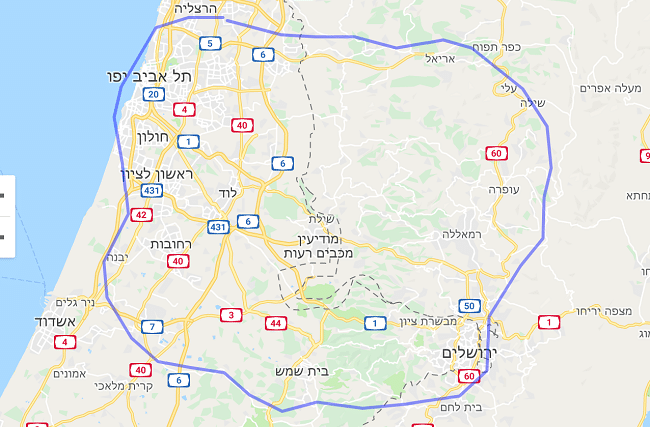 גודל לונדון לעומת ישראל